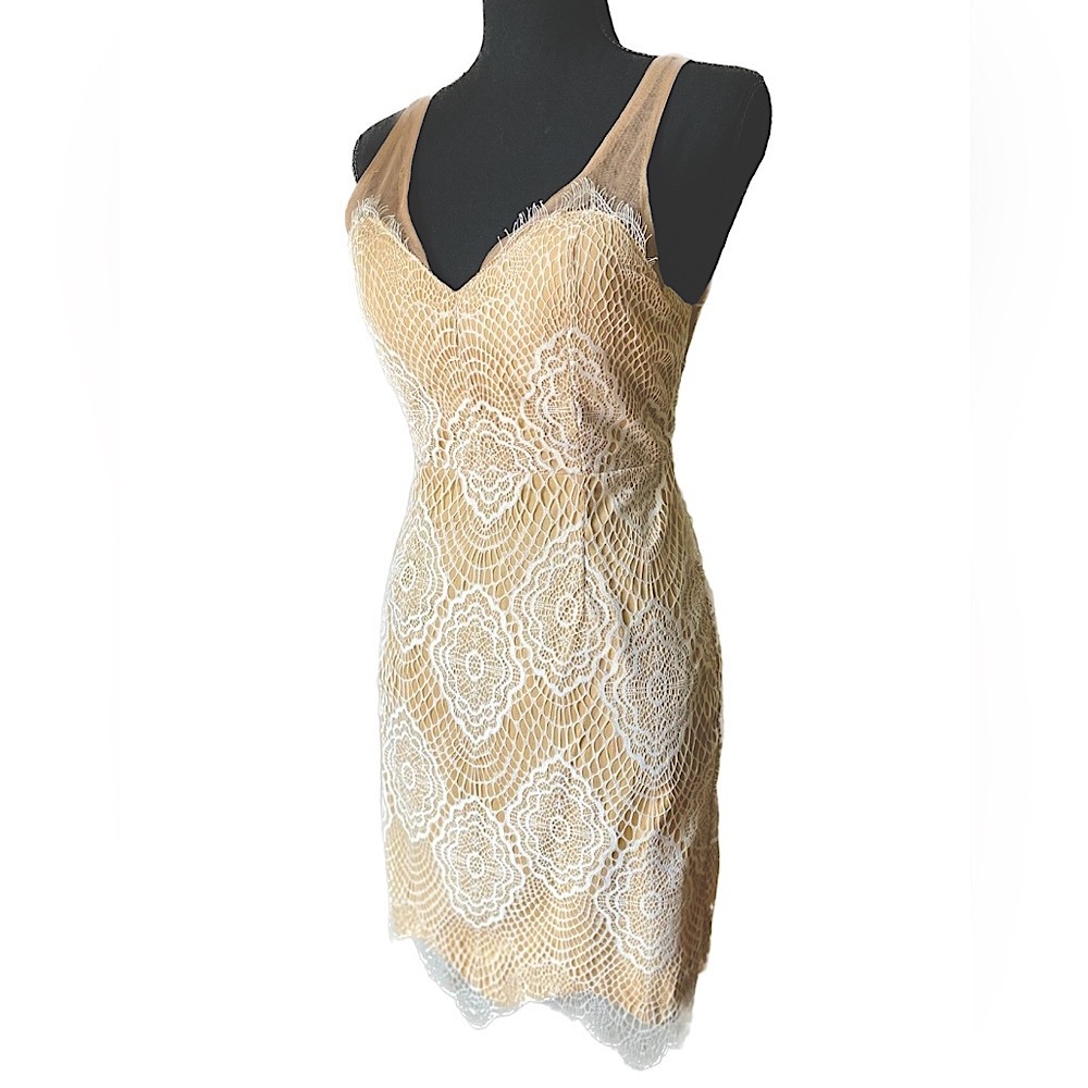 Lulu’s Nude Illusion White Lace Dress